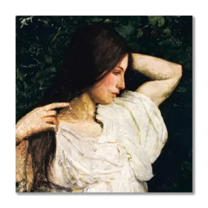 a painting of a woman handling her long hair